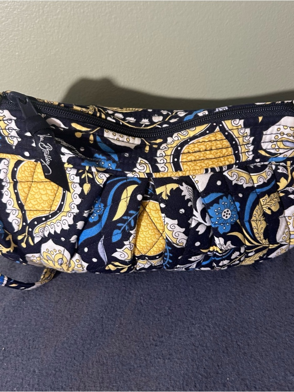 Vera Bradley Navy, Yellow & Blue Quilted Cosmetic Wristlet